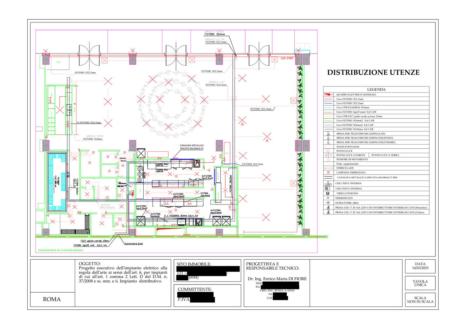 Progettazione impianto elettrico ristorante a Roma, Via Ponte di Piscina Cupa 121, Castel Romano, 00128 Roma